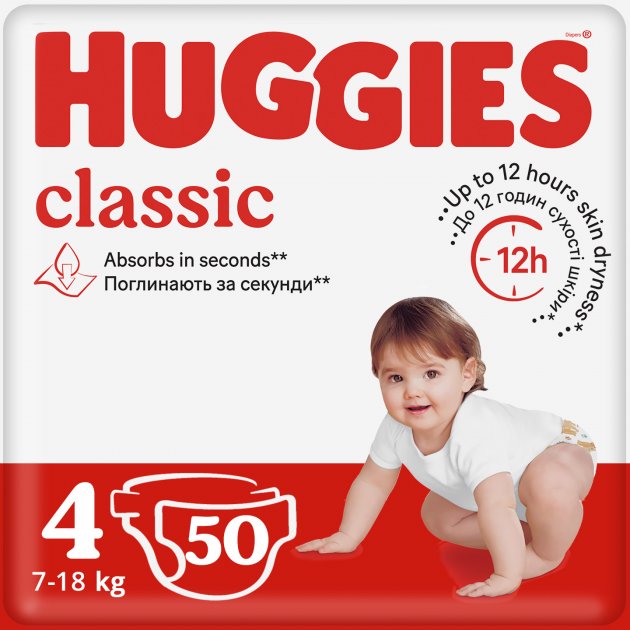 Підгузки Huggies Classic 4 (7-18 кг) Jumbo 50 шт